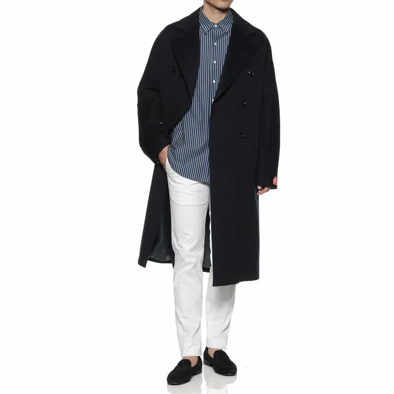BARNEYS NEW YORK カシミヤ素材チェスターコート NAVY