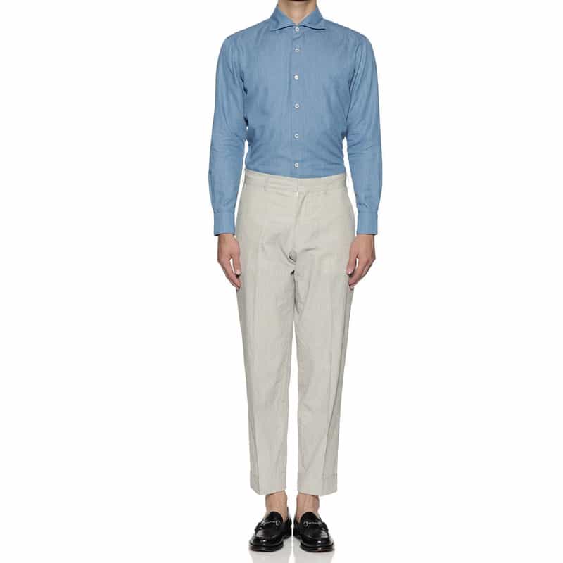 BARNEYS NEW YORK セットアップ ストライプ柄テーパードパンツ WHITE