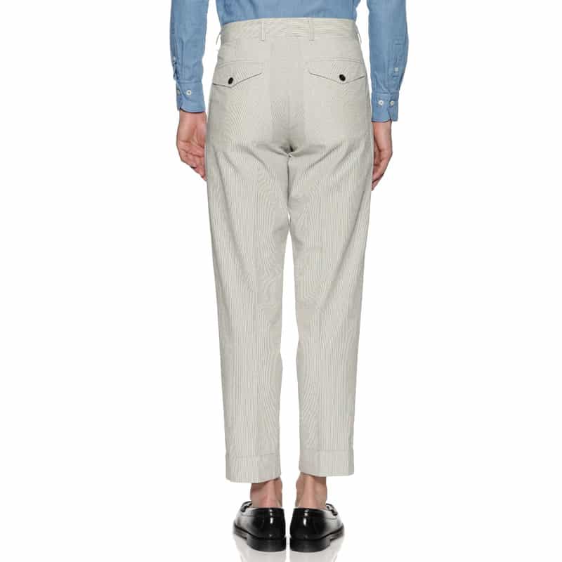 BARNEYS NEW YORK セットアップ ストライプ柄テーパードパンツ WHITE