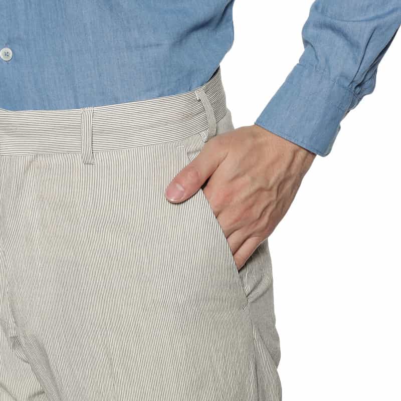 BARNEYS NEW YORK セットアップ ストライプ柄テーパードパンツ WHITE