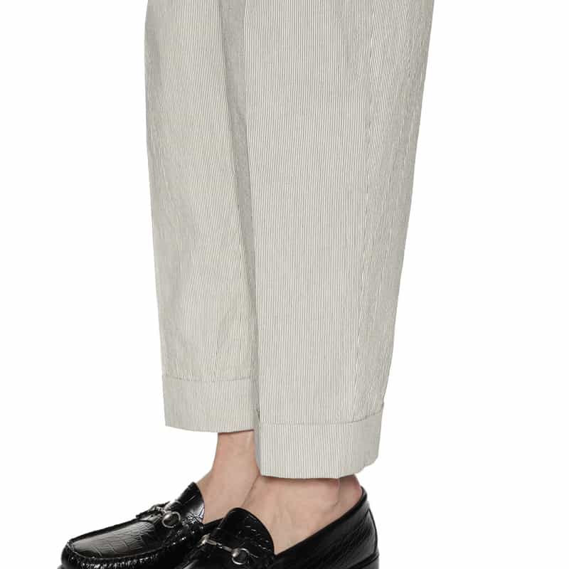 BARNEYS NEW YORK セットアップ ストライプ柄テーパードパンツ WHITE