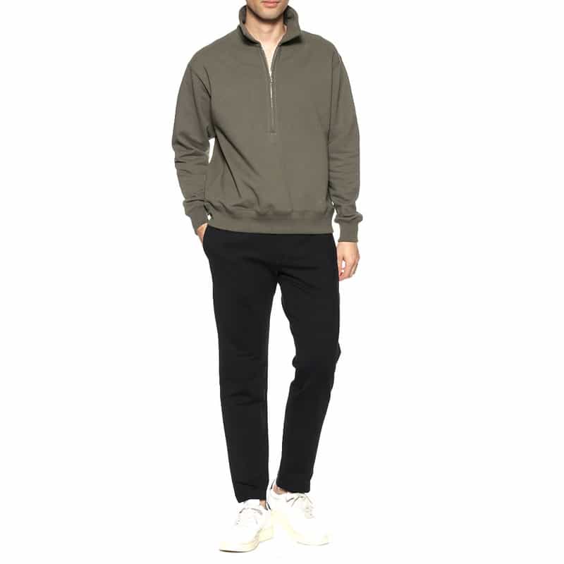 BARNEYS NEW YORK ジップアップ スウェットプルオーバー KHAKI