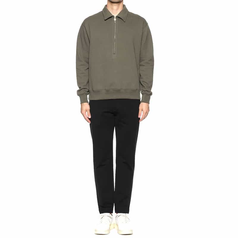 BARNEYS NEW YORK ジップアップ スウェットプルオーバー KHAKI