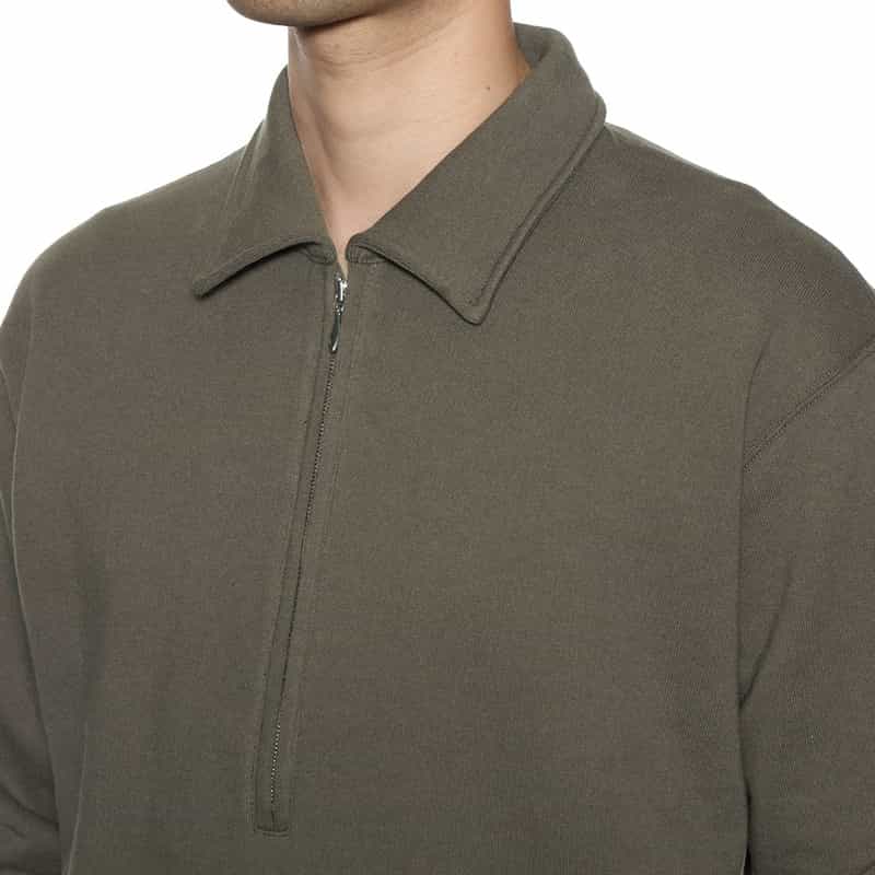 BARNEYS NEW YORK ジップアップ スウェットプルオーバー KHAKI