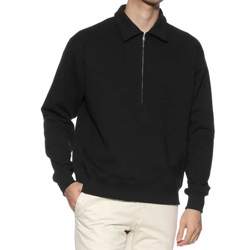 BARNEYS NEW YORK ジップアップ スウェットプルオーバー BLACK
