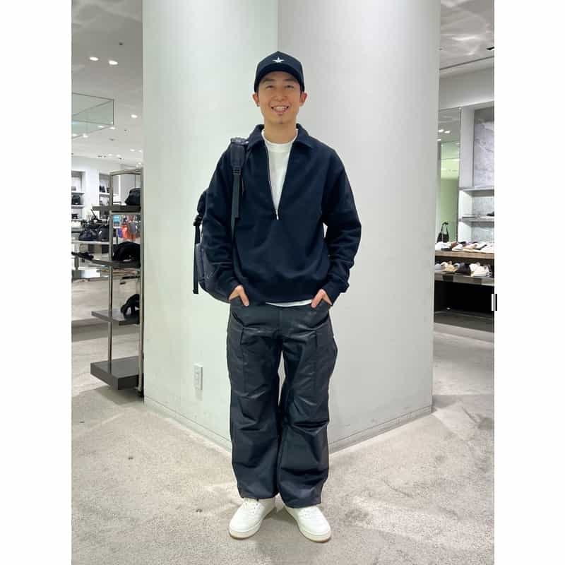 BARNEYS NEW YORK ジップアップ スウェットプルオーバー BLACK