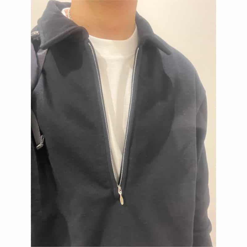 BARNEYS NEW YORK ジップアップ スウェットプルオーバー BLACK