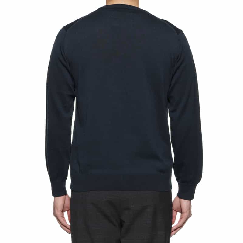 BARNEYS NEW YORK コットン クルーネックニットプルオーバー NAVY