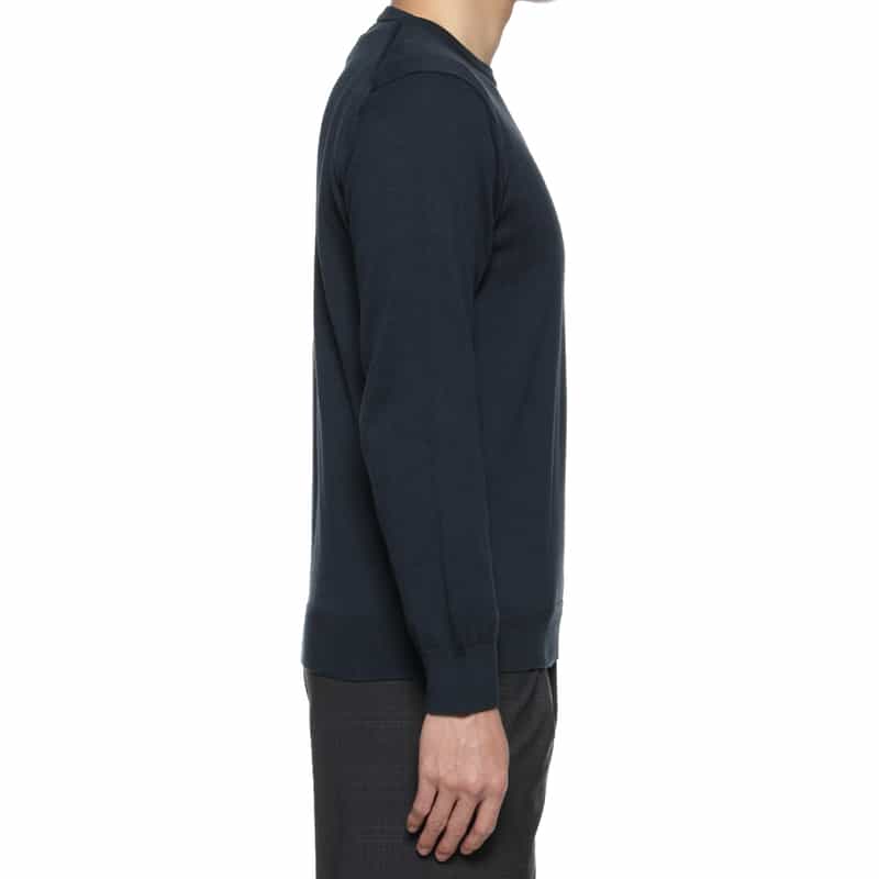 BARNEYS NEW YORK コットン クルーネックニットプルオーバー NAVY