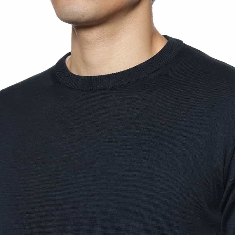 BARNEYS NEW YORK コットン クルーネックニットプルオーバー NAVY