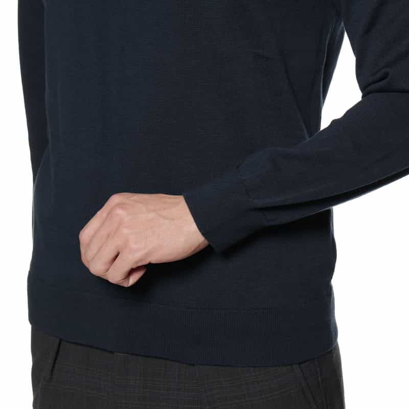 BARNEYS NEW YORK コットン クルーネックニットプルオーバー NAVY