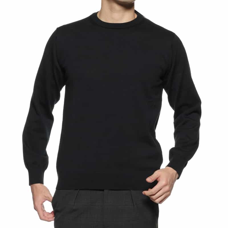 BARNEYS NEW YORK コットン クルーネックニットプルオーバー BLACK