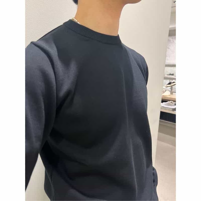 BARNEYS NEW YORK シーアイランドコットン クルーネックニットプルオーバー BLACK