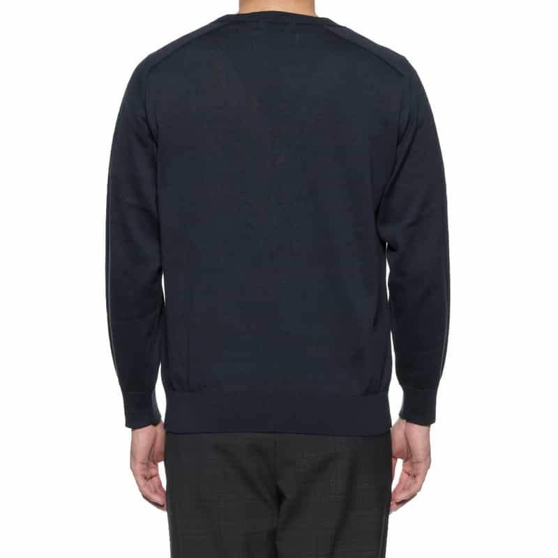 BARNEYS NEW YORK コットン Vネックニットプルオーバー NAVY