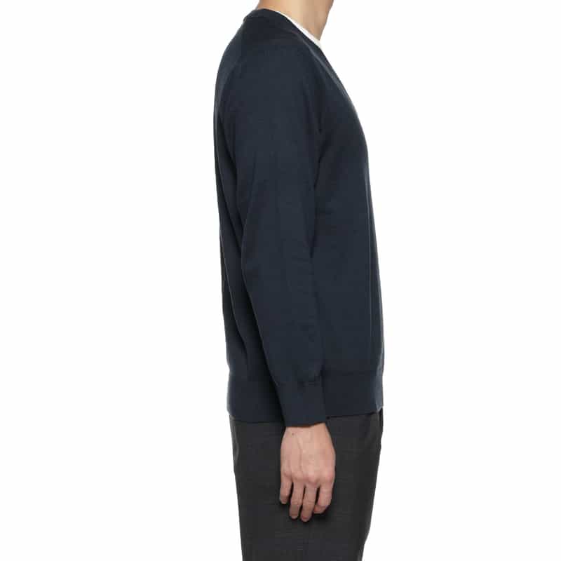 BARNEYS NEW YORK コットン Vネックニットプルオーバー NAVY