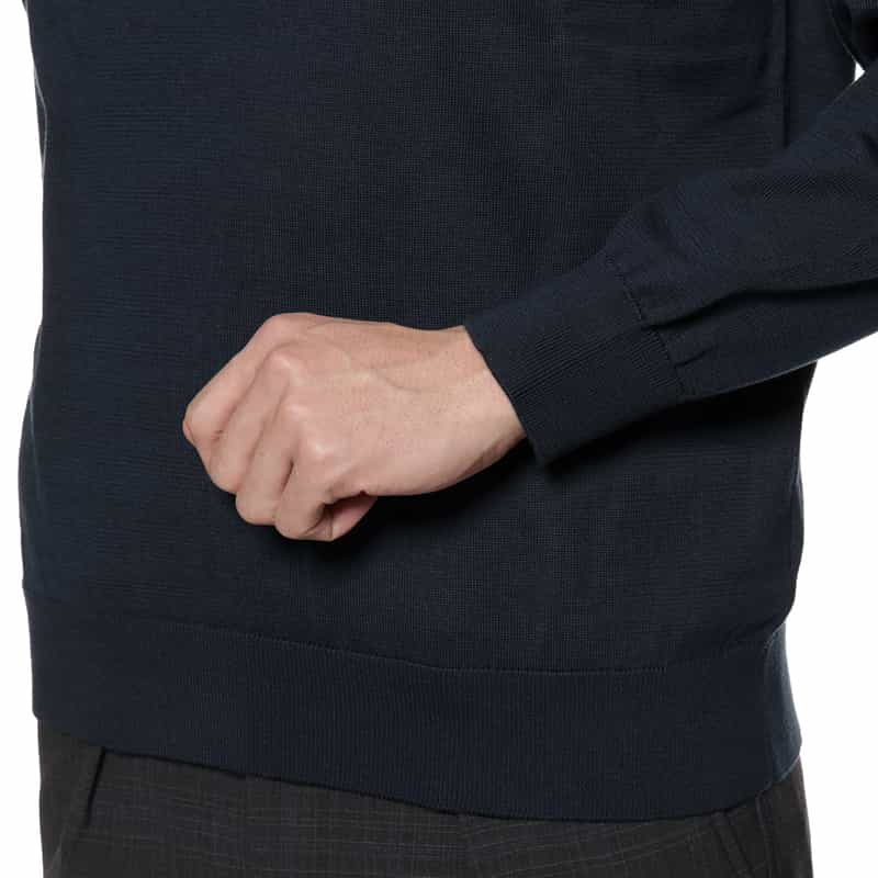 BARNEYS NEW YORK コットン Vネックニットプルオーバー NAVY