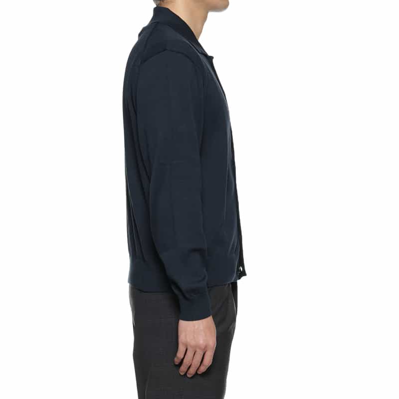 BARNEYS NEW YORK コットン ポロニットカーディガン NAVY