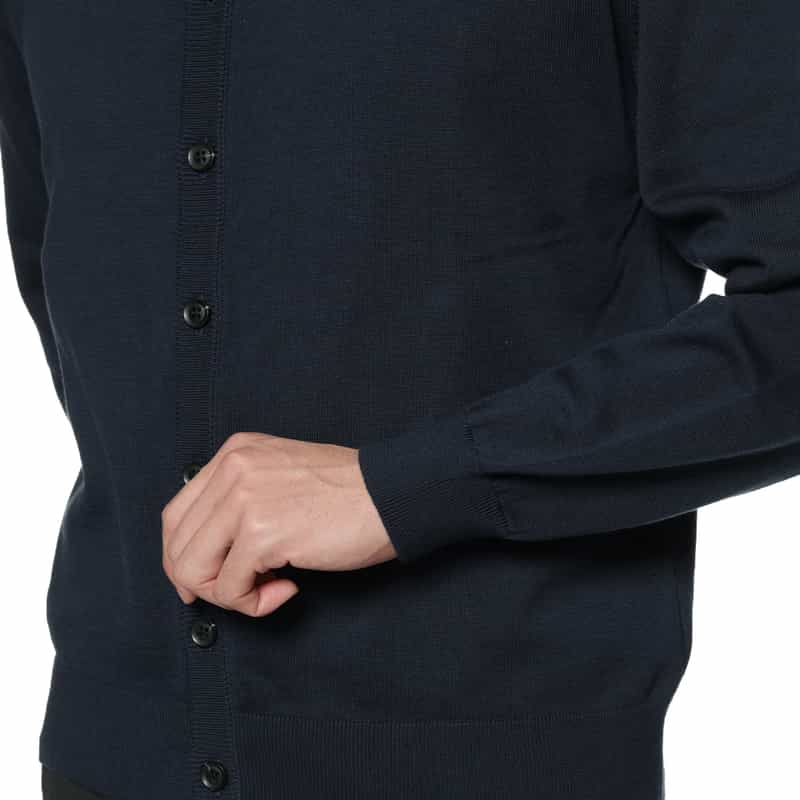 BARNEYS NEW YORK コットン ポロニットカーディガン NAVY