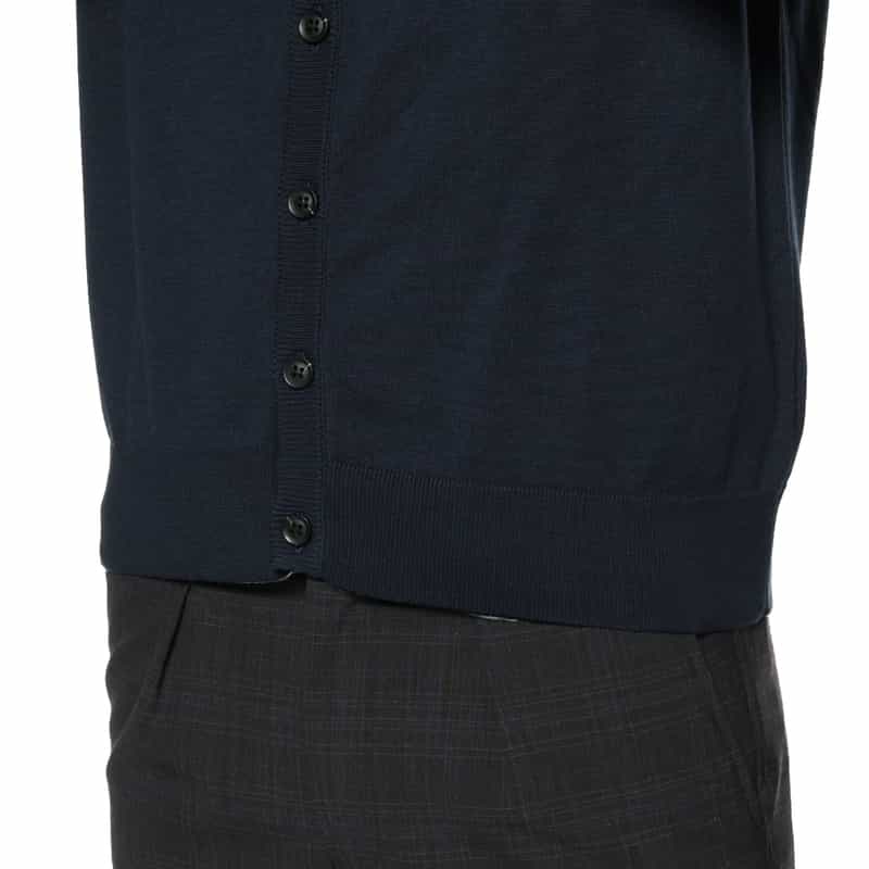 BARNEYS NEW YORK コットン ポロニットカーディガン NAVY