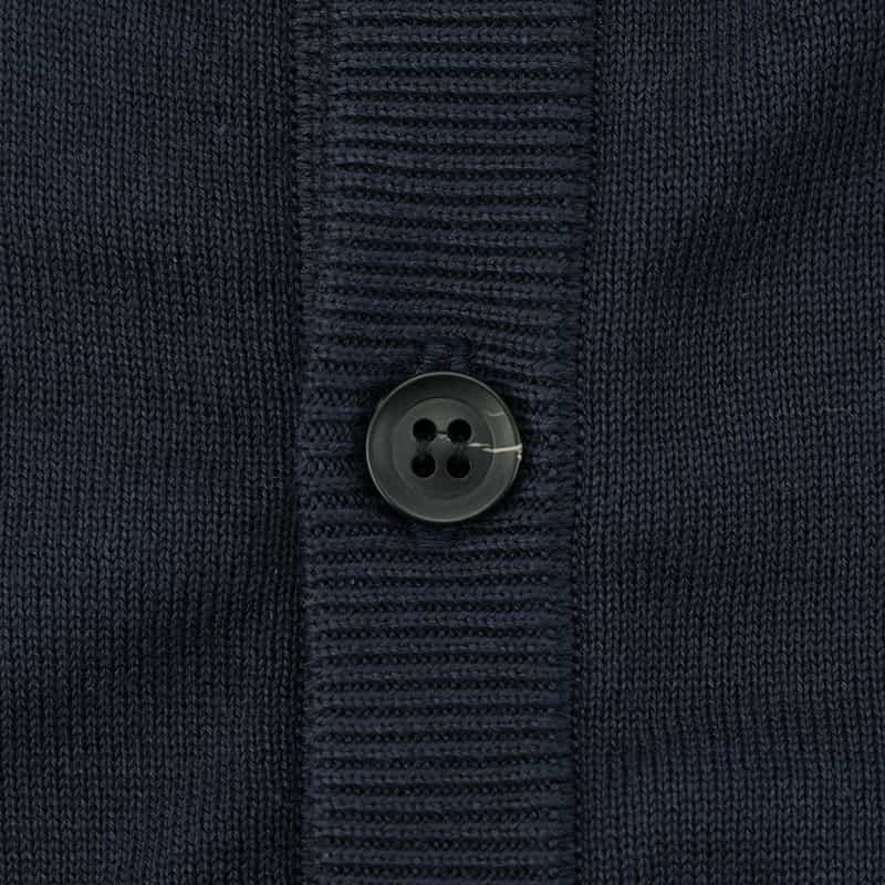 BARNEYS NEW YORK コットン ポロニットカーディガン NAVY