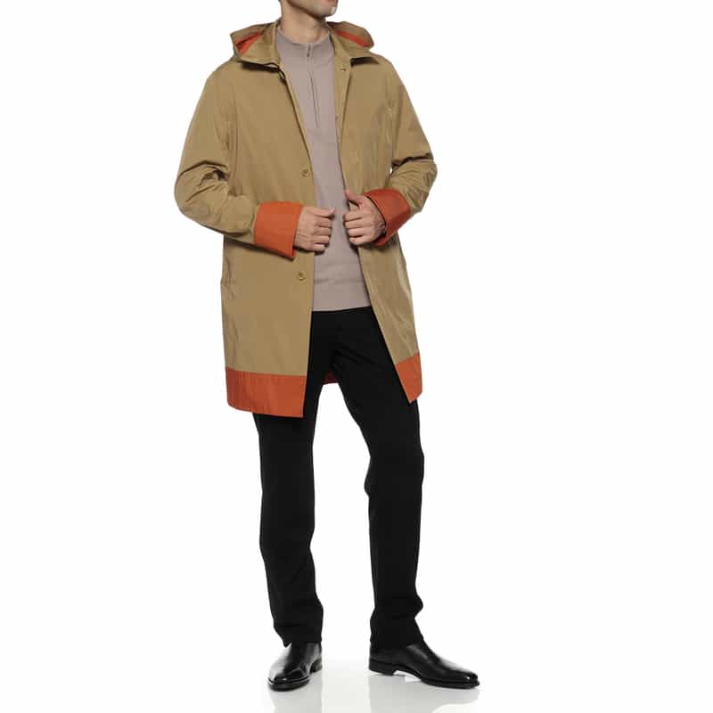 BARNEYS NEW YORK ダブルフェイスフーデッドコート BEIGE