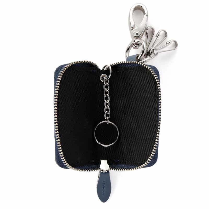 BARNEYS NEW YORK "BARNEYS" ロゴ入りレザースマートキーケース NAVY