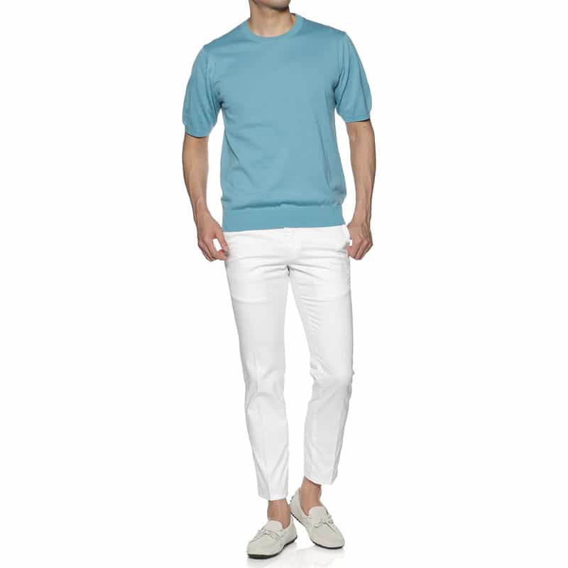 BARNEYS NEW YORK 海島綿クルーネックニットプルオーバー BLUE