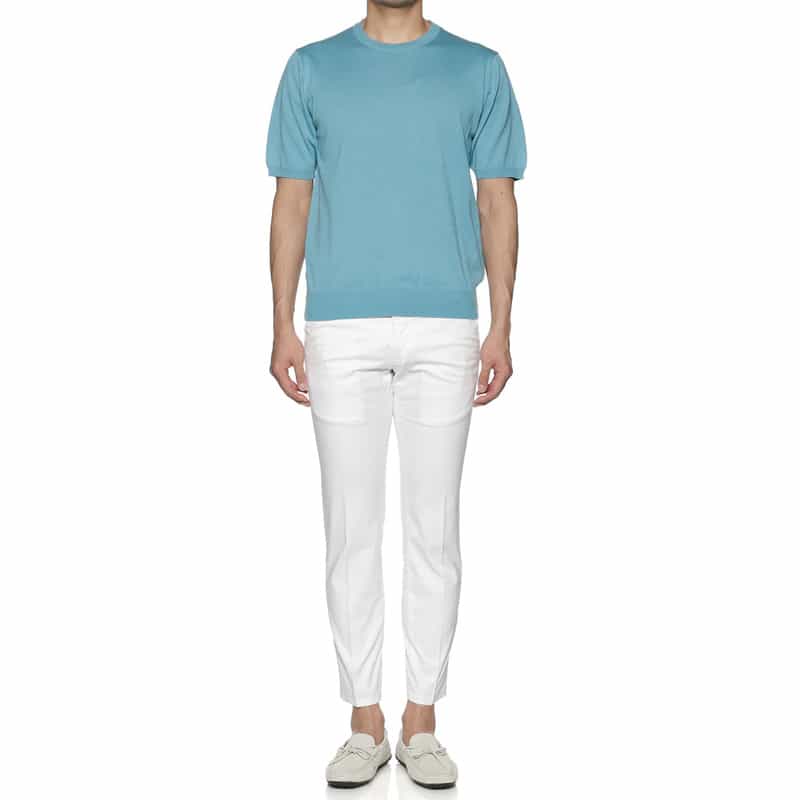 BARNEYS NEW YORK 海島綿クルーネックニットプルオーバー BLUE