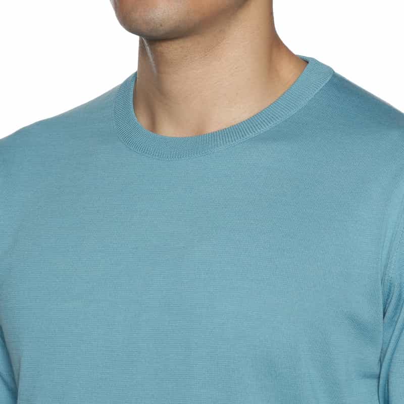 BARNEYS NEW YORK 海島綿クルーネックニットプルオーバー BLUE