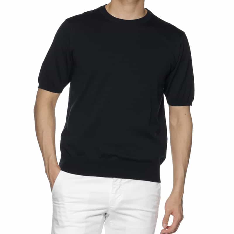 BARNEYS NEW YORK 海島綿クルーネックニットプルオーバー NAVY