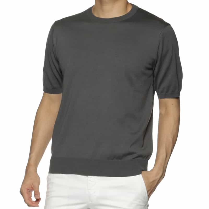 BARNEYS NEW YORK 海島綿クルーネックニットプルオーバー DARK GRAY