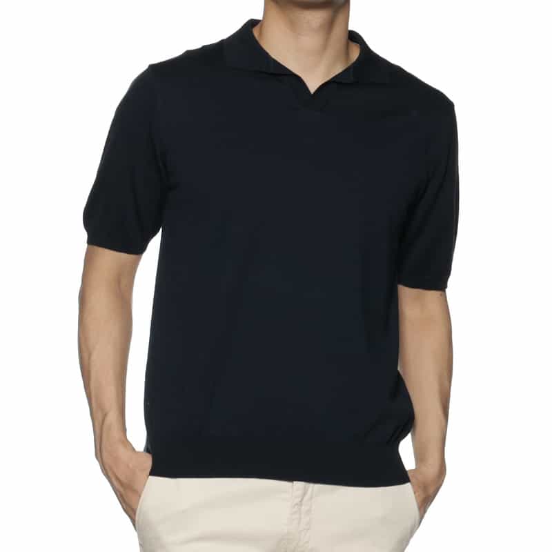 BARNEYS NEW YORK 海島綿ニットポロシャツ NAVY