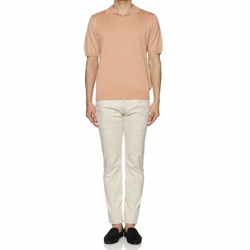 BARNEYS NEW YORK 海島綿ニットポロシャツ PINK