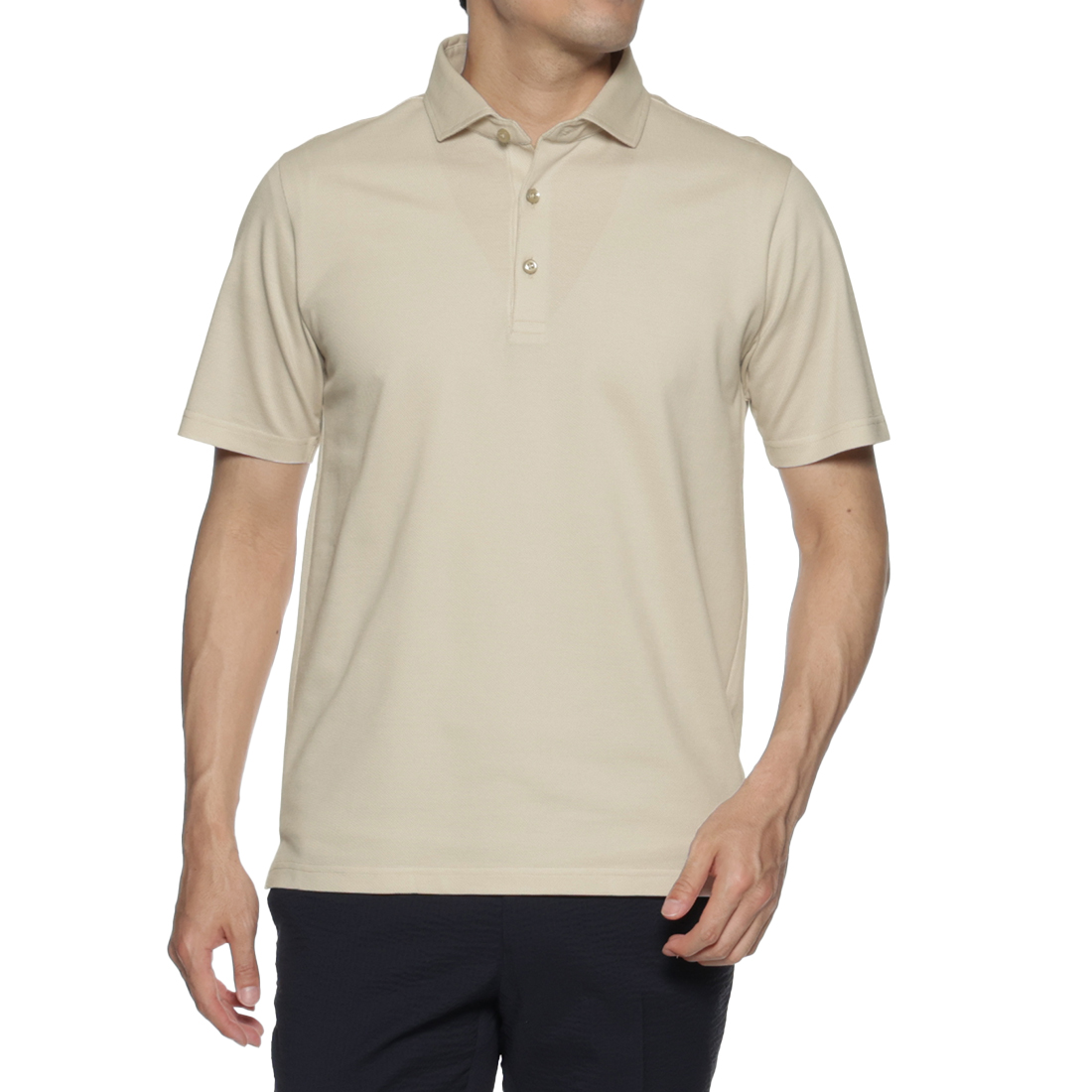 海島綿鹿の子ニットポロシャツ