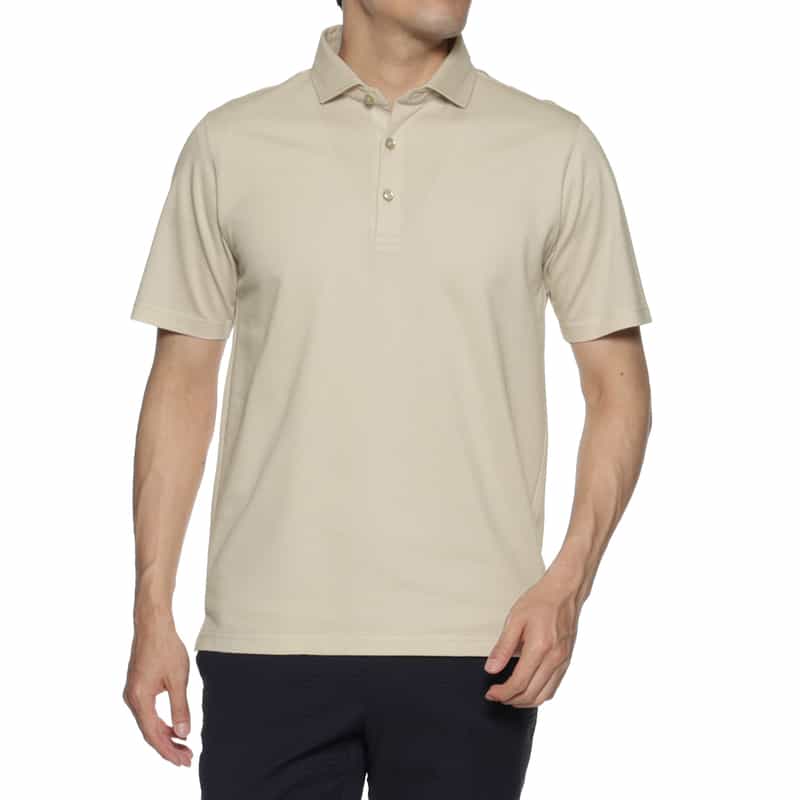 BARNEYS NEW YORK 海島綿鹿の子ニットポロシャツ BEIGE