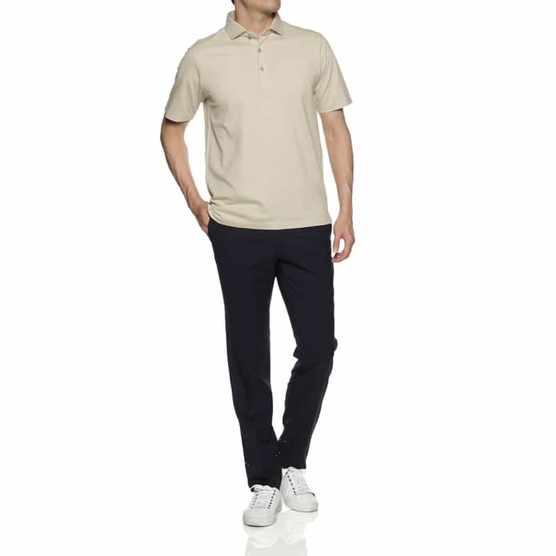 BARNEYS NEW YORK 海島綿鹿の子ニットポロシャツ BEIGE