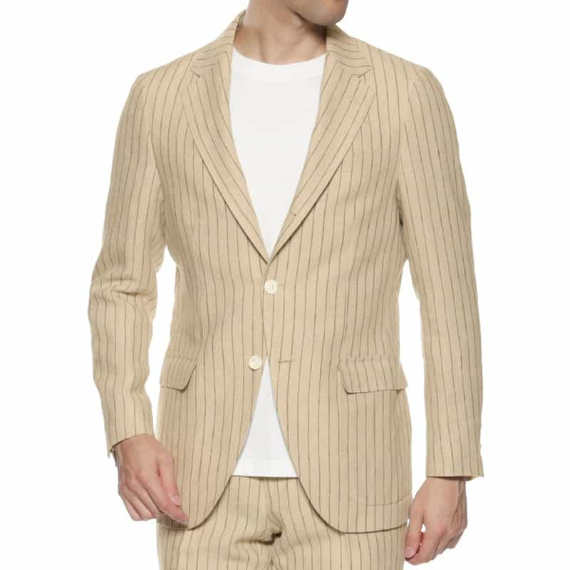 BARNEYS NEW YORK セットアップ リネン素材ストライプ柄ジャケット BEIGE