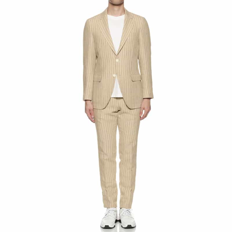 BARNEYS NEW YORK セットアップ リネン素材ストライプ柄ジャケット BEIGE