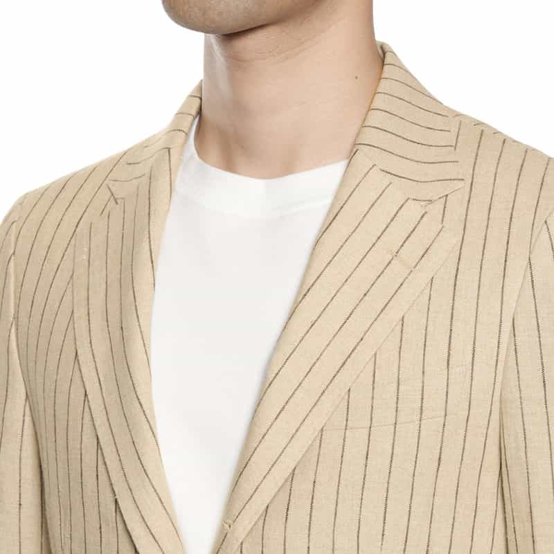 BARNEYS NEW YORK セットアップ リネン素材ストライプ柄ジャケット BEIGE