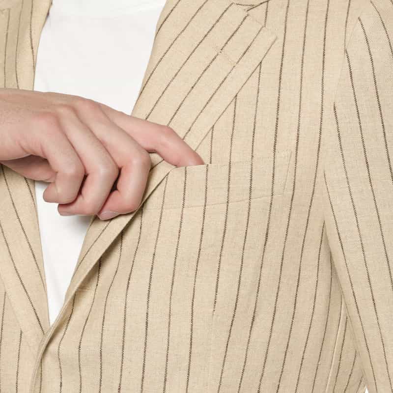 BARNEYS NEW YORK セットアップ リネン素材ストライプ柄ジャケット BEIGE