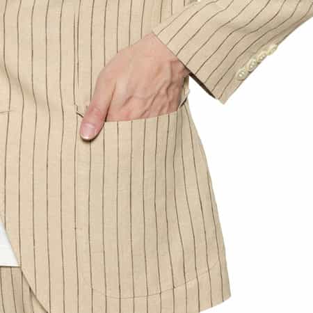 【ほぼ新品】BARNEYSNEW YORKバーニーズ リネン麻ジャケット46 セットアップ リネン素材ストライプ柄ジャケット(2234590
