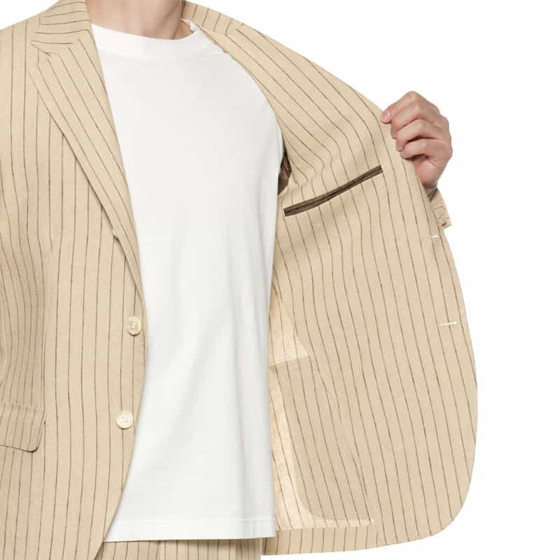 BARNEYS NEW YORK セットアップ リネン素材ストライプ柄ジャケット BEIGE