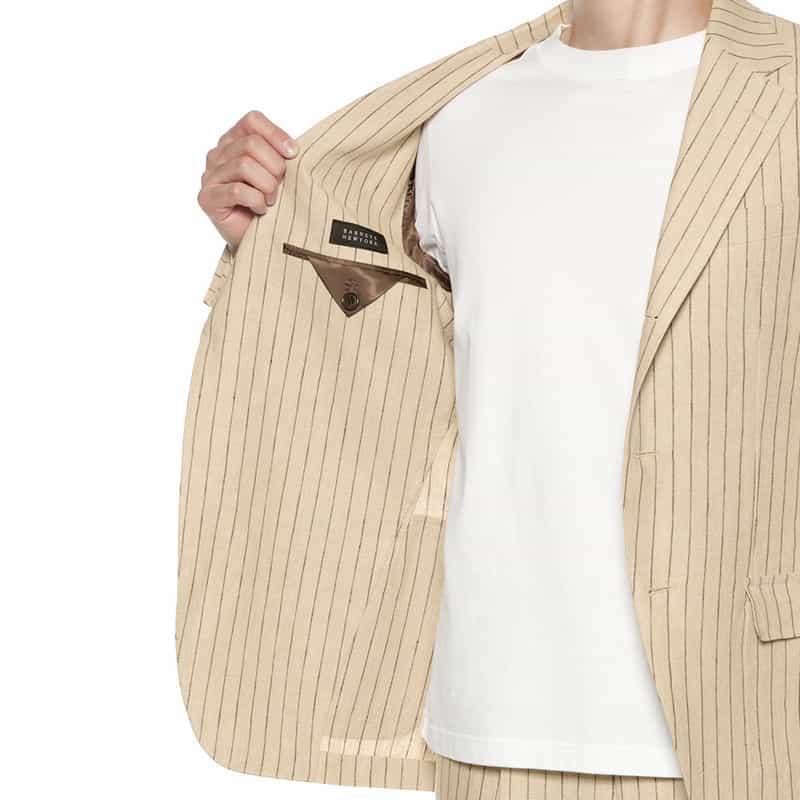 BARNEYS NEW YORK セットアップ リネン素材ストライプ柄ジャケット BEIGE