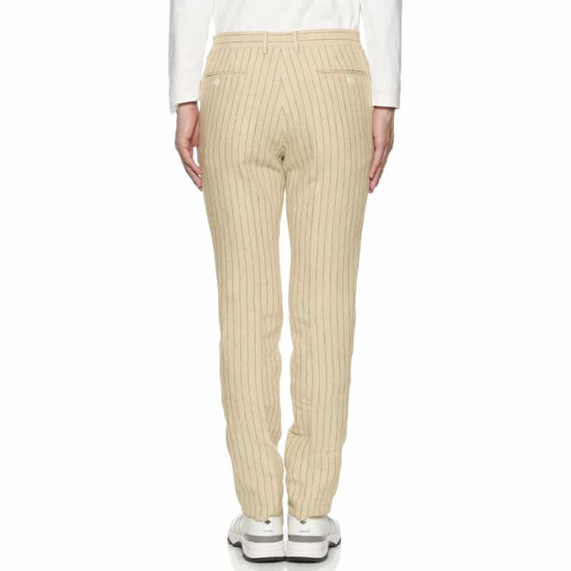 BARNEYS NEW YORK セットアップ リネン素材ストライプ柄パンツ BEIGE