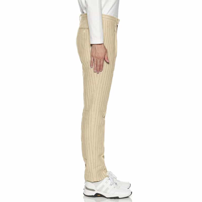 BARNEYS NEW YORK セットアップ リネン素材ストライプ柄パンツ BEIGE