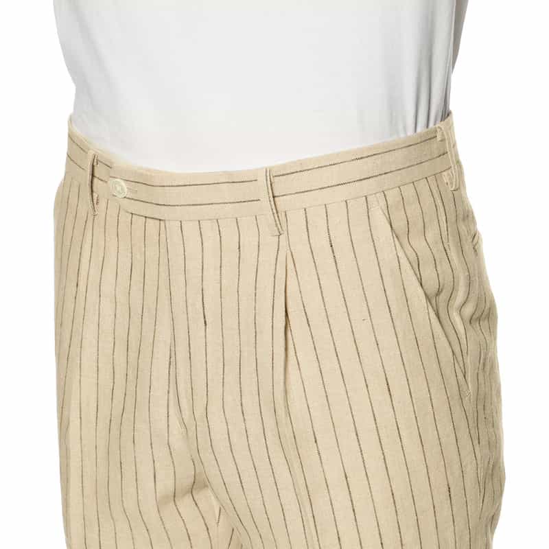 BARNEYS NEW YORK セットアップ リネン素材ストライプ柄パンツ BEIGE