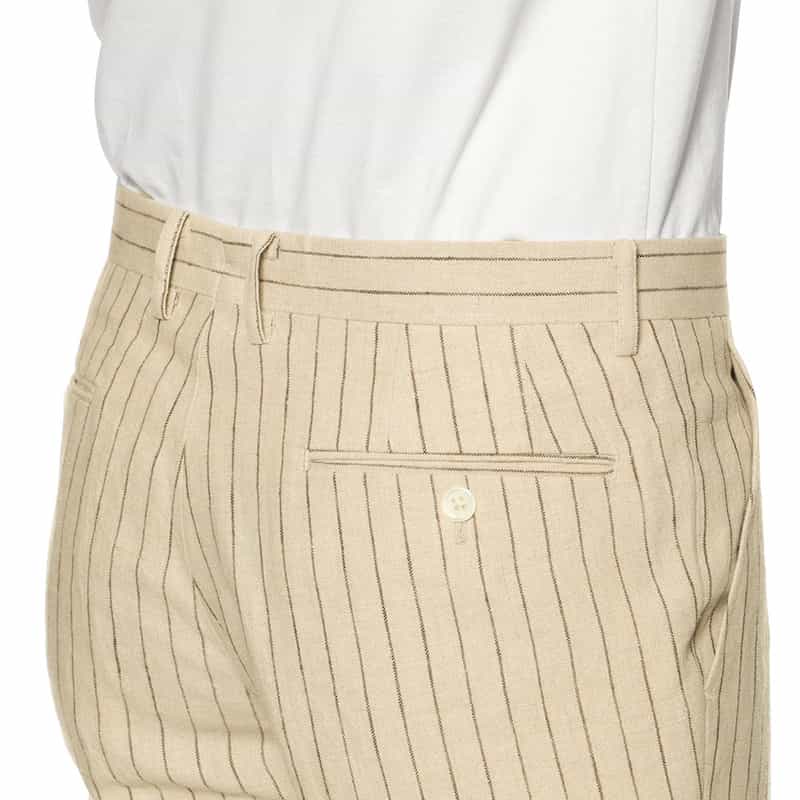 BARNEYS NEW YORK セットアップ リネン素材ストライプ柄パンツ BEIGE