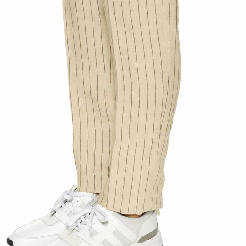 BARNEYS NEW YORK セットアップ リネン素材ストライプ柄パンツ BEIGE