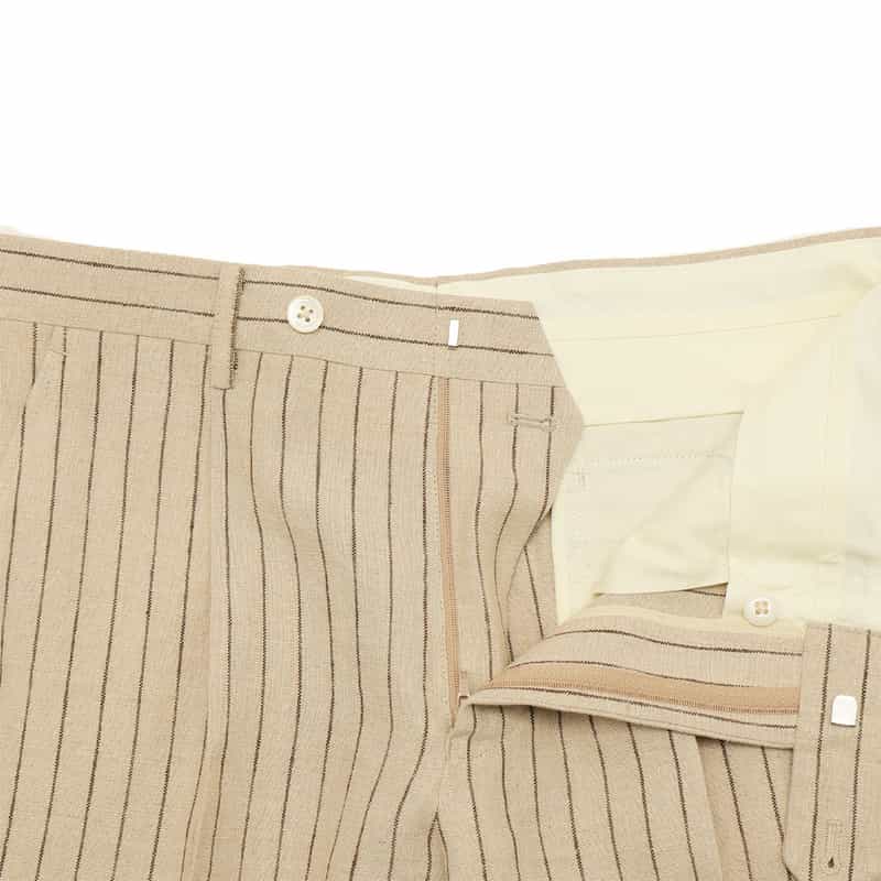 BARNEYS NEW YORK セットアップ リネン素材ストライプ柄パンツ BEIGE