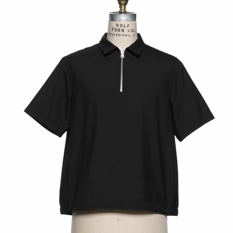 SACAI ジップアップ ポロシャツ BLACK